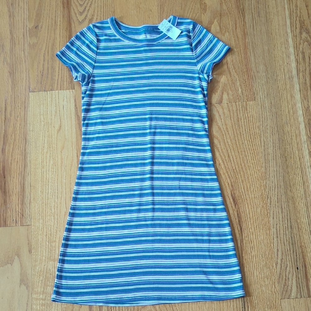 American Eagle Outfitters Blue Striped T Shirt Dress